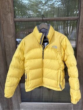 The North Face Woman Yellow Puffer Coat Sz S, Preowned